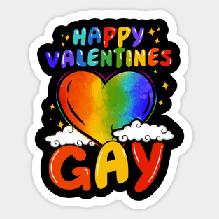 Happy Valentines Gay Rainbow Pride Gift print Sticker